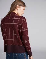 Burgundy  checked sweater