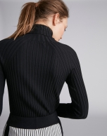 Black ribbed sweater with turtle neck