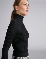 Black ribbed sweater with turtle neck