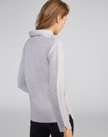 Silver sweater with design and slits on sleeves