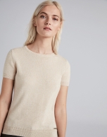 Beige short sleeved sweater set