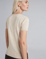 Beige short sleeved sweater set