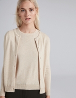 Beige short sleeved sweater set