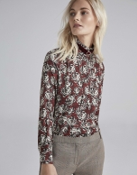 Burgundy floral print shirt