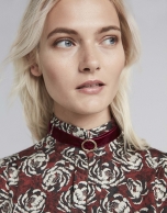 Burgundy floral print shirt