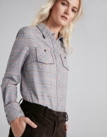 Silver men's glen plaid shirt