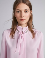 Pink shirt with Mao collar