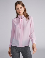 Pink shirt with Mao collar