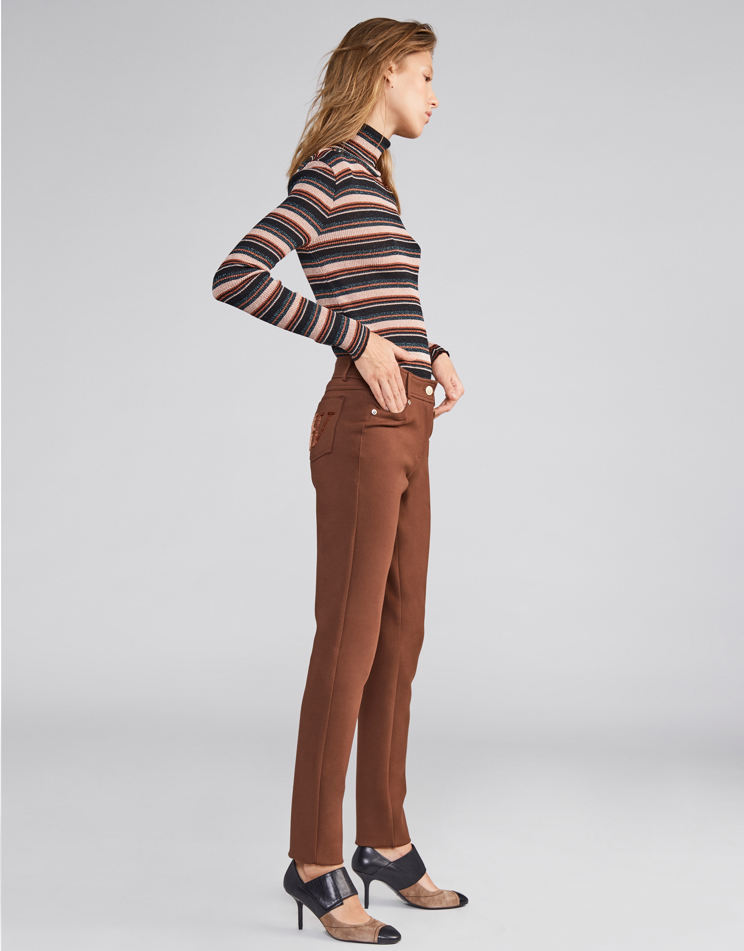 Light brown cigarette pants with 5 pockets