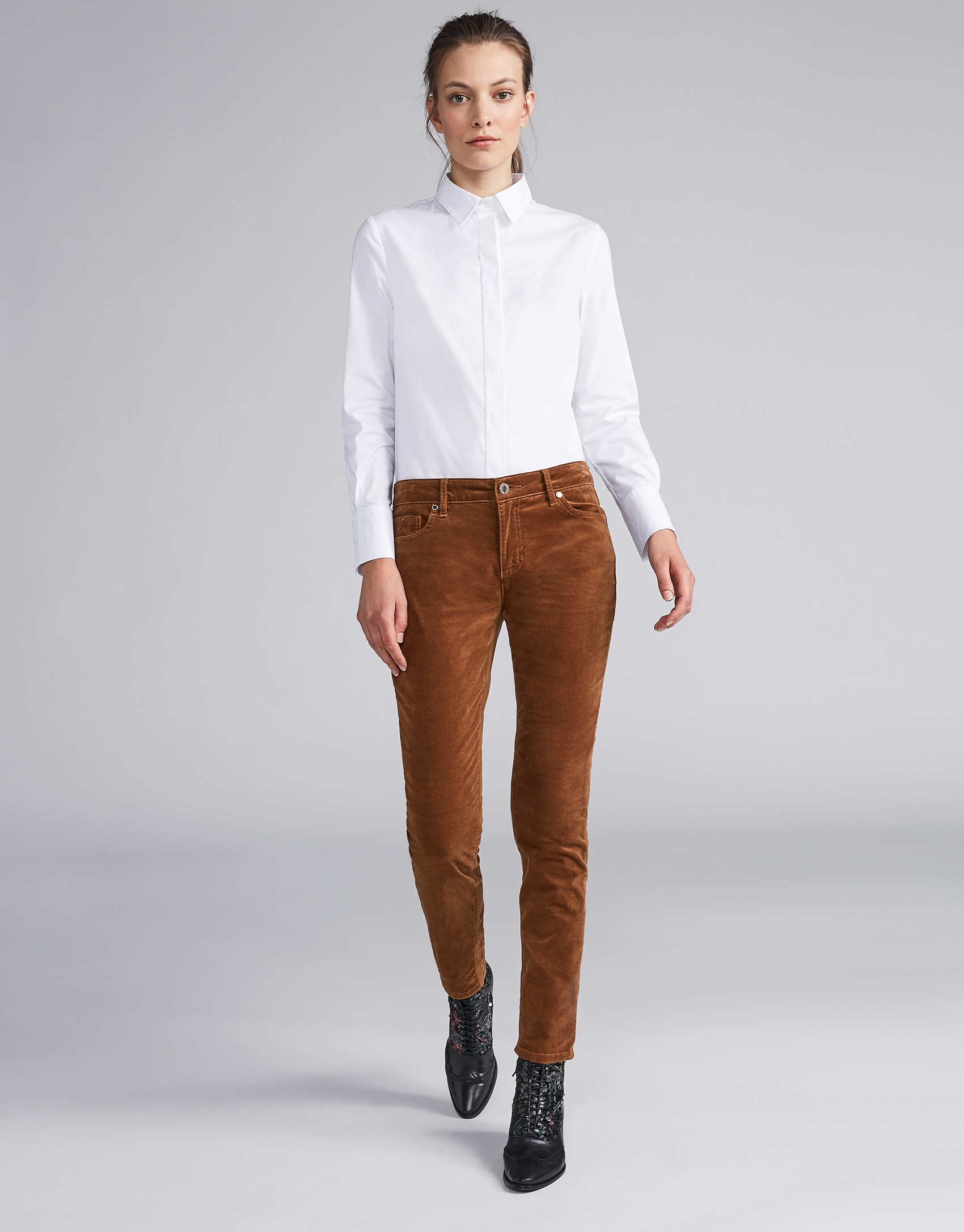 Mink plain corduroy pants