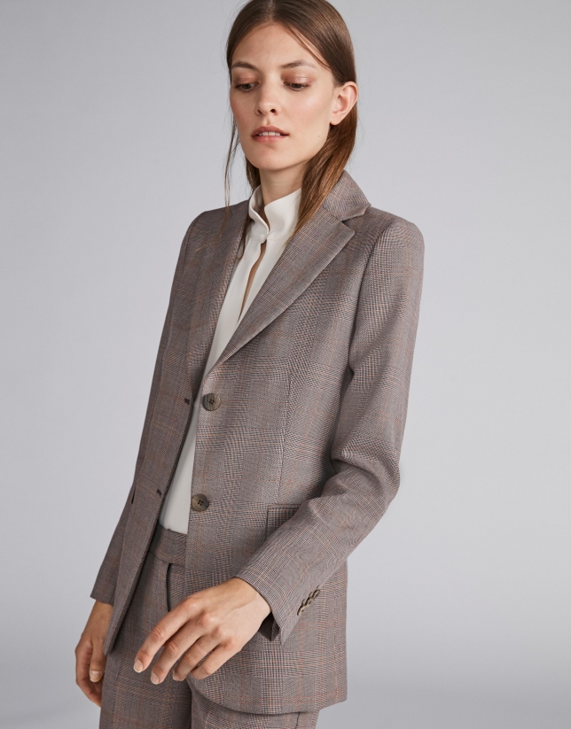 Brown glen plaid suit jacket - Woman - AW2018