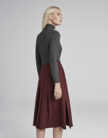 Burgundy midi skirt with folds