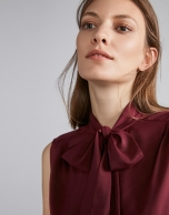 Burgundy top with bow collar