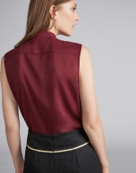 Burgundy top with bow collar