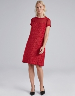 Poppy-colored, fil coupé midi dress