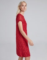 Poppy-colored, fil coupé midi dress