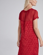 Poppy-colored, fil coupé midi dress