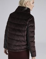 Burgundy velvet quilted parka