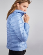 Short blue down jacket