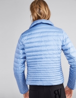 Short blue down jacket