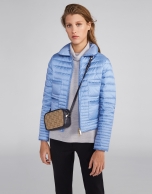 Short blue down jacket