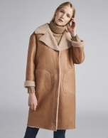 Beige, double-faced, reversible coat