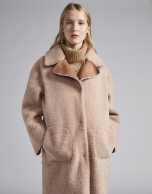 Beige, double-faced, reversible coat