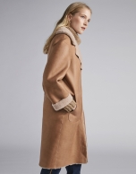 Beige, double-faced, reversible coat