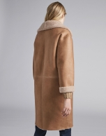 Beige, double-faced, reversible coat