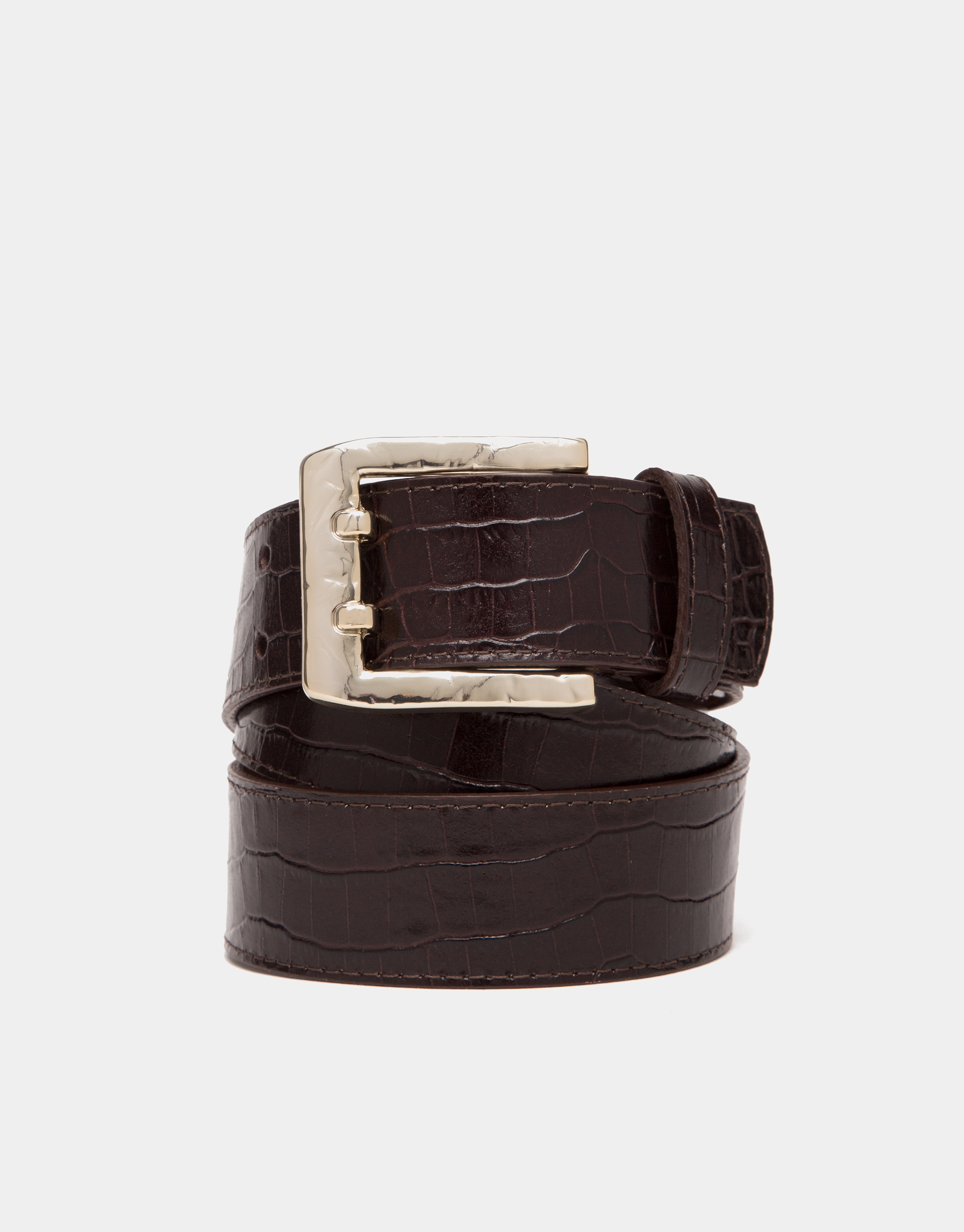 Brown alligator leather belt