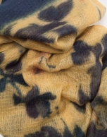 Copper and gold floral print silk and wool foulard