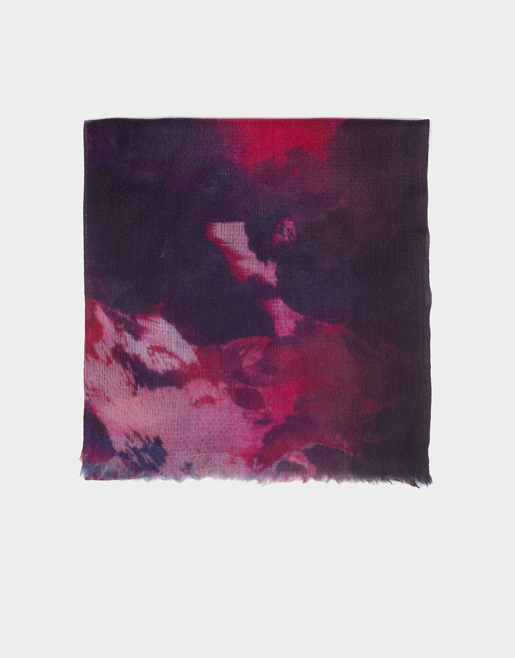 Fuchsia print silk and wool foulard