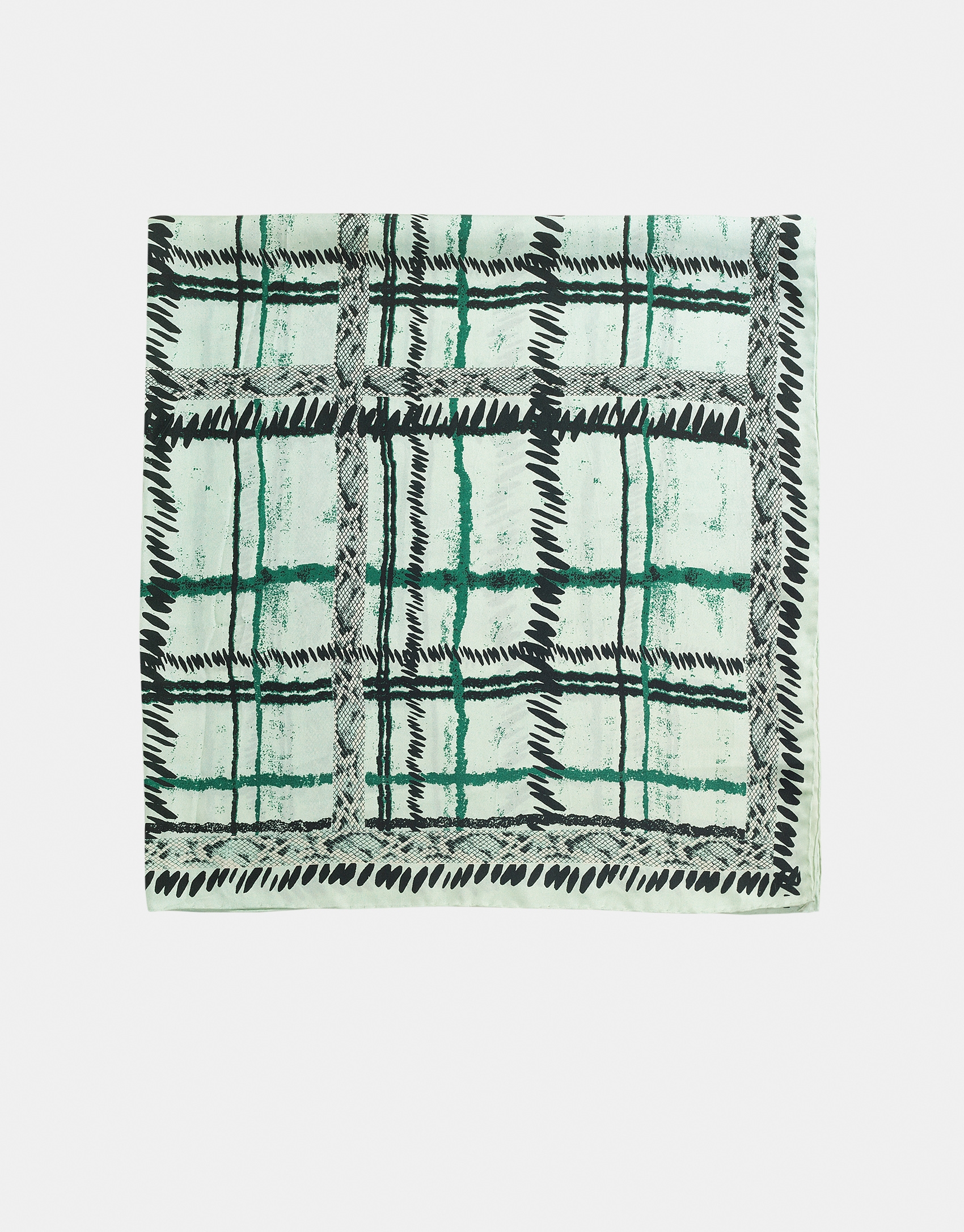 Green checked silk scarf