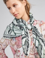 Green checked silk scarf