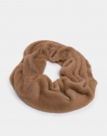 Beige knit tubular scarf