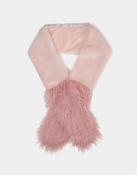 Pastel pink fur-effect scarf