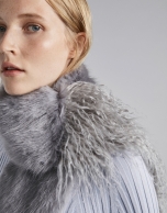 Pearl Gray fur-effect scarf