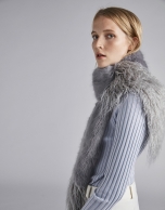 Pearl Gray fur-effect scarf