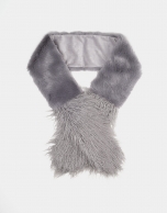 Pearl Gray fur-effect scarf