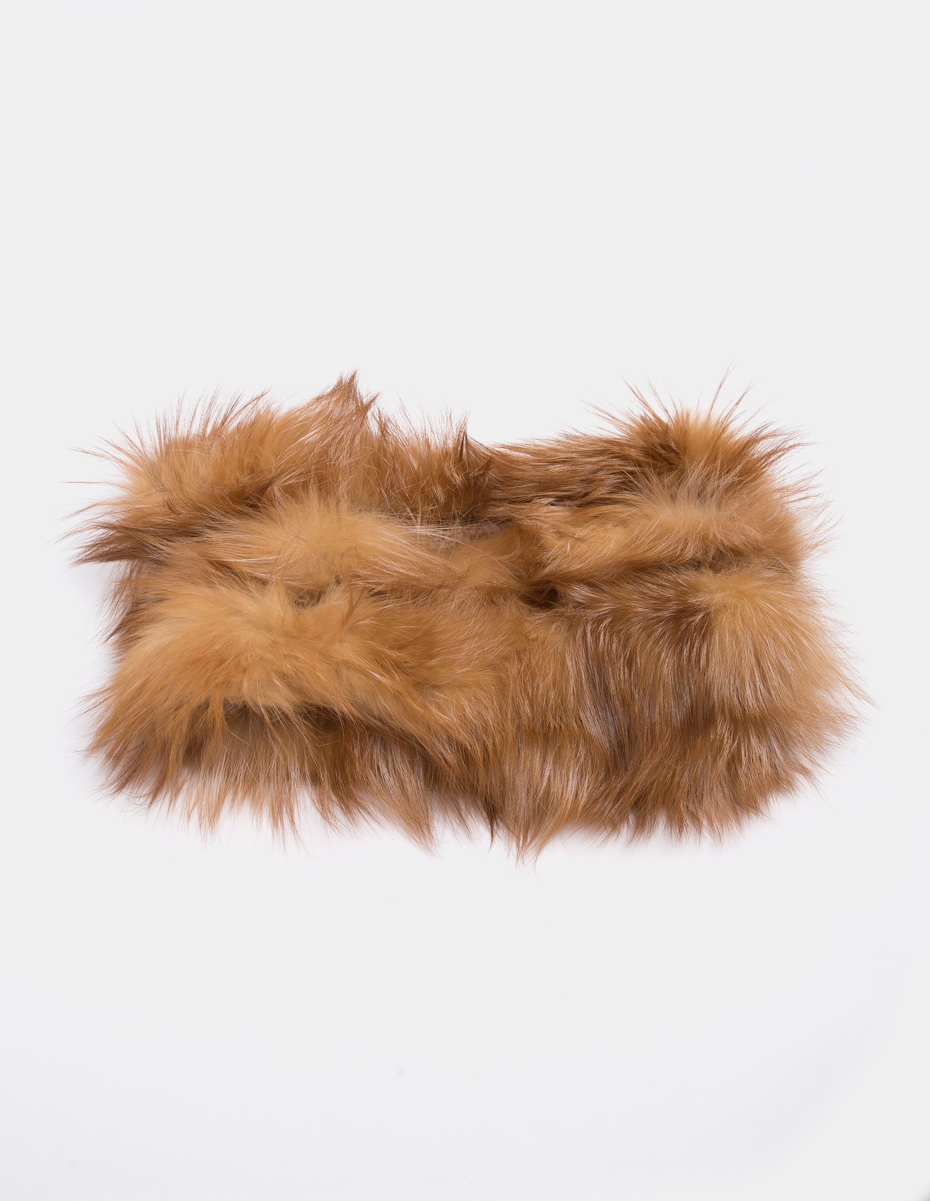 Beige fox fur tubular scarf