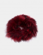 Red fox fur tubular scarf