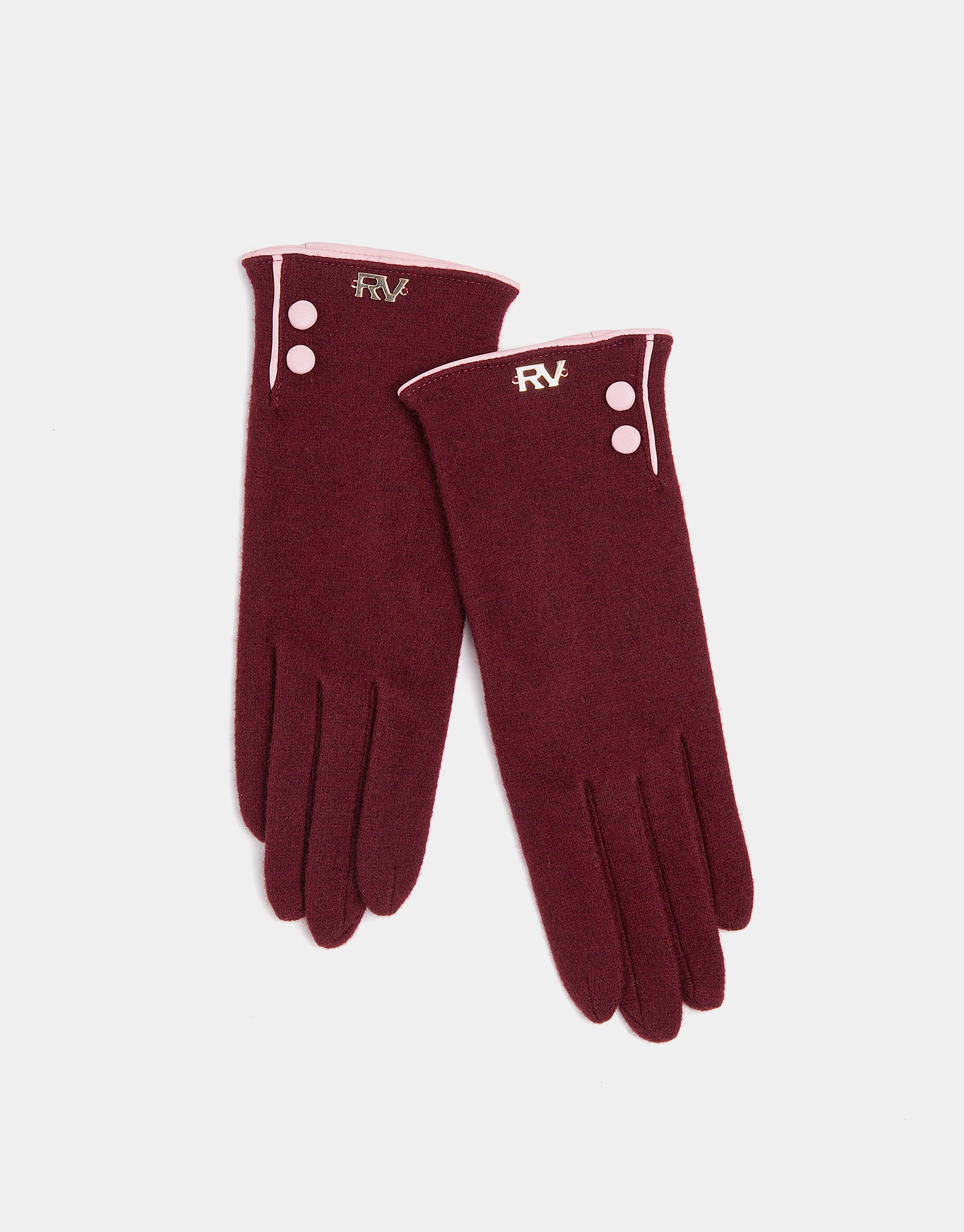 Burgundy knit gloves