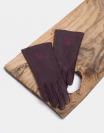 Burgundy leather gloves