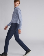 Blue pants with five pockets