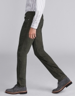 Khaki green pants with five pockets