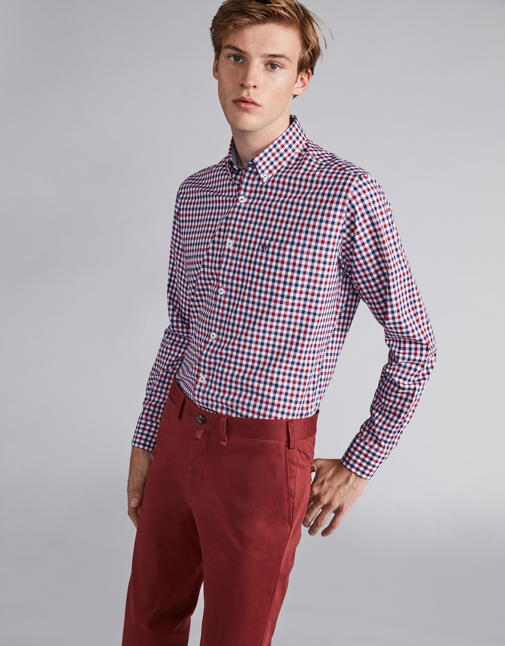 Burgundy cotton chinos