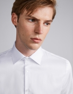 White structured cotton dress shirt