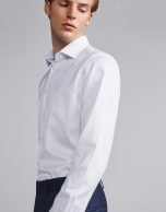 White structured cotton dress shirt