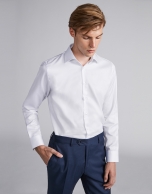 White structured cotton dress shirt