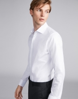 Diamond design structured white cotton dress shirt